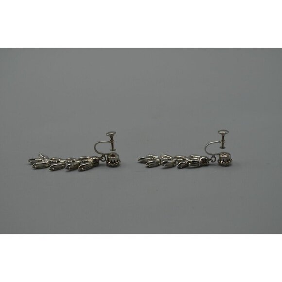 Waterfall Screw Back Drop Earrings 2.5 Inches Length Clear Rhinestones Vtg - Picture 5 of 5